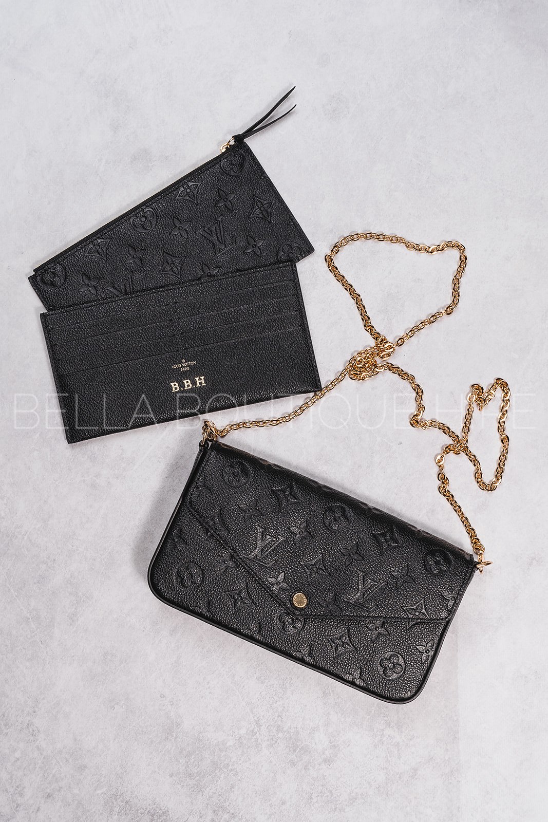 Louis Vuitton Félicie Pochette Black, Bella Boutique Hire