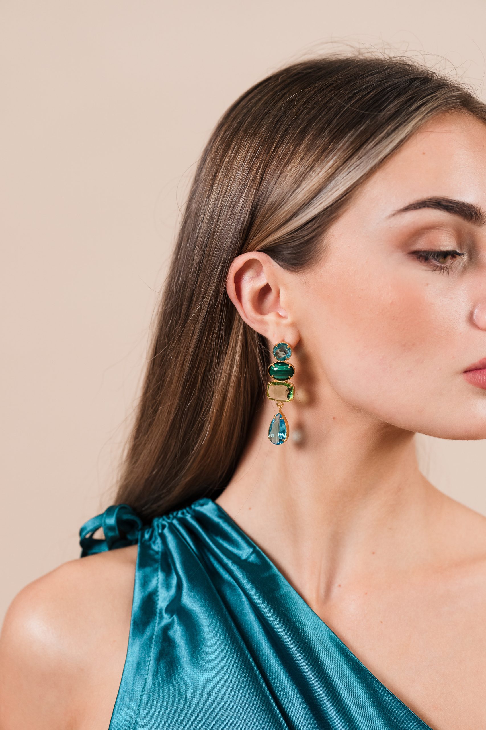 Blue Glam Fringe Earrings - Dori Csengeri Designer Jewelry